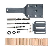 41Pcs Set Carpentry Wood Drilling Guide Tool DIY Straight Drill Hole Locator Woodworking Supply with 3 Woodworking Drills 30 Dowels and Wrench for Professional Woodworkers and DIY (Gray)
