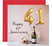 41st Anniversary Card for Women Men - Balloons & Bottle of Bubbly - Happy 41 Year Anniversary Card for Husband Companion Boyfriend Girlfriend, 145mm Wedding Anniversaries Greeting Cards