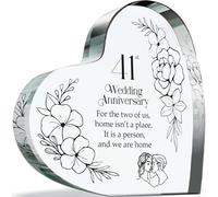 41st Anniversary Plague Gifts for Husband Wife - Home is a Person - Happy 41st Wedding Anniversary Present for Partner, 100mm x 100mm Acrylic Heart Keepsake for Forty-First Anniversaries
