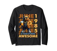 41st Birthday Bear Beer June 1985 Vintage 41 Years Old Long Sleeve T-Shirt