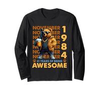 41st Birthday Bear Legends November 1984 41 Years Old Mens Long Sleeve T-Shirt