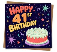 41st Birthday Card, Colourful Stars Confetti Design | Eye-catching greeting card; Colourful Stars Confetti artwork for a 41st birthday with a warm, memorable feel