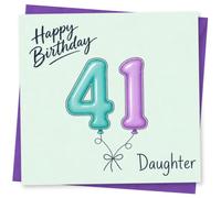 41st Birthday Card for Daughter, Happy Birthday 41 Balloon Design Greeting Card
