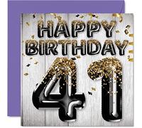 41st Birthday Card for Men - Black & Gold Glitter Balloons - Happy Birthday Cards for 41 Year Old Man Dad Cousin Friend Brother Uncle, 145mm Bday Greeting Cards Gift