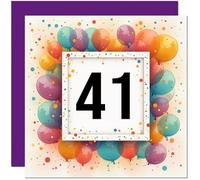 41st Birthday Card for Men Women - Any Age - Balloon Birthday Card for 41 Year old Woman Friend Sister Mum Auntie Daughter Forty One, Forty First cousin Niece