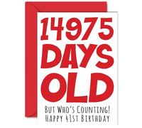 41st Birthday Card for Men Women Him Her - 14975 Days Old - Funny Adult Happy Birthday Card for Brother Sister Son Daughter Mum Dad, A5 Humour Joke Greeting Cards
