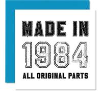 41st Birthday Card for Men Women Him Her - Made in 1984 All Original Parts - Funny Birthday Card for Dad Mum Brother Sister, 145mm Humour Greeting Cards