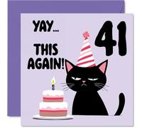 41st Birthday Cards for Men Women - Yay This Again! - Happy Birthday Card for 41 Year Old Man Woman Neighbour Friend Auntie Son, 145mm Bday Greeting Cards