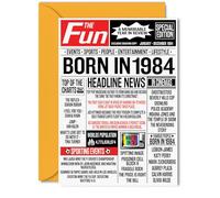 41st Birthday Cards for Women Men - Born In 1984 Newspaper - Happy 41 Birthday Card for Dad Mum Aunt Uncle Vintage Retro Back In 1984, 5x7 Inch Bday Greeting Cards