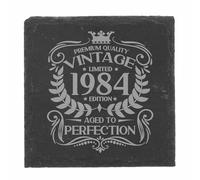 41st Birthday Gift for Men Vintage 1984 Aged to Perfection Engraved Slate Coaster Present for 41 Year Old Etched Natural Slate Placemat (Square Slate)