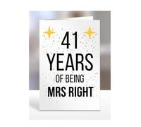 41st Wedding Anniversary Card, of being Mrs Right, Gifts for Wife, Girlfriend, Fiancee, Couple, Ideas, Women, Her, Female, Presents for Christmas, 41 years, A5-176a_42
