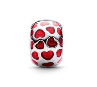 Pandora Charm 793679C01 Moments Round Clip, Sterling Silver, Red, No Gemstone