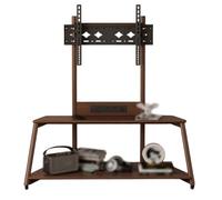 42-75 Inch Portable Tv Stand on Wheels Solid Wood Monitor Stand with Power Outlet and Shelf Rolling Tv Cart Adjustable Angle Free Movement for Bedroom, Living Room, Office(Yellow,32-65 inches)