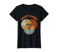 42 Answer to Life, the Universe and Everything, Don't Panic Value Graphic T-Shirt, Women, Black, XL