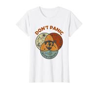 42 Answer to Life, the Universe and Everything, Don't Panic Value Graphic T-Shirt, Women, White, L