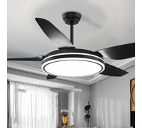 42" Black Chandelier Ceiling Fan With Light Remote Control LED Flush Ceiling Fan With Lamp 5 Blade Reversible Fan Rustic Modern Farmhouse Fan Light For Bedroom Living Room Dining Table