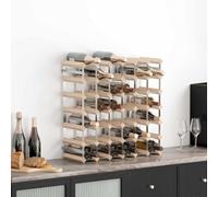 42 Bottle Wine Rack Made of Solid Pine and Galvanised Steel, Standing with Mounting Hardware, Rustic Bottle Rack for Kitchen, Basement, Bar and Stylish Storage