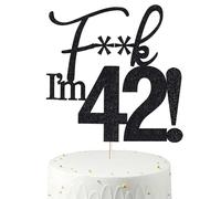 42 Cake Toppers, 42 Birthday Cake Toppers-Black Glitter, Funny 42nd Cake Topper for Men,42 Cake Topper For Women, 42nd birthday decorations,42nd Birthday Cake Topper Forty two