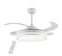 42" Ceiling Fan with Remote Control - Retractable Blades Silent Motor LED Light 6 Speed Settings 4-Hour Timer - Ideal for Bedroom & Living Room Decor