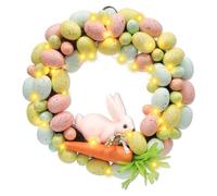 42 cm Easter Wreaths for Front Door Farmhouse Easter Wreath Colorful Egg Wreath with Natural Branches Carrot and Cute Pink Rabbit Spring Wreath for Holiday Wall Window Porches Indoor Hanging Decor