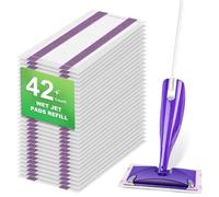 42 Count Disposable Mop Pad Replacement for Swiffer WetJet Spray Mop, Extra Strong Dirt Locking and Water Absorbent, Powerful Stain Removal