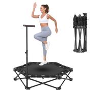 42" Folding Rebounder Trampoline with Adjustable Handle Bar Fitness Trampoline Bungee Rebounder Jumping Cardio Trainer Workout for Adults, Max Load 450lbs,110CM Foldable and Portable