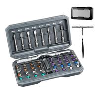 42 in 1 Magnetic Screwdriver Set, Multi Bit Ratchet Screwdriver Set with Storage Case Repair Tool Kit for Computer, Furniture, Eyeglass, Bicycles, Watch, Ring Doorbell and DIY Grey