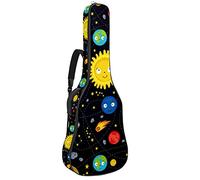 42 Inch Acoustic Guitar Bag with Shockproof Thick Padded Guitar Backpack Suit for Bass Folk Classical Guitar Stars Planets Galaxy Rockets Sun