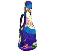 42 Inch Acoustic Guitar Bag with Shockproof Thick Padded Guitar Backpack Suit for Bass Folk Classical Guitar Flamingo Stained Glass