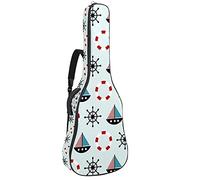 42 Inch Acoustic Guitar Bag with Shockproof Thick Padded Guitar Backpack Suit for Bass Folk Classical Guitar Nautical Sailing Lifebuoy