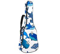 42 Inch Acoustic Guitar Bag with Shockproof Thick Padded Guitar Backpack Suit for Bass Folk Classical Guitar Cartoon Shark Dolphin Blue Black