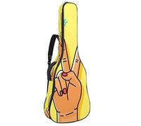 42 Inch Acoustic Guitar Bag with Shockproof Thick Padded Guitar Backpack Suit for Bass Folk Classical Guitar Peace Love Yellow