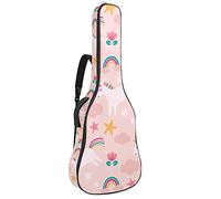 42 Inch Acoustic Guitar Bag with Shockproof Thick Padded Guitar Backpack Suit for Bass Folk Classical Guitar Unicorn Rainbow Floral Girly