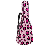 42 Inch Acoustic Guitar Bag with Shockproof Thick Padded Guitar Backpack Suit for Bass Folk Classical Guitar Girly Pink Rosy Leopard Print