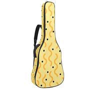 42 Inch Acoustic Guitar Bag with Shockproof Thick Padded Guitar Backpack Suit for Bass Folk Classical Guitar Yellow Memphis Wavy Line