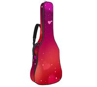 42 Inch Acoustic Guitar Bag with Shockproof Thick Padded Guitar Backpack Suit for Bass Folk Classical Guitar Red Pink Love Heart