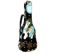 42 Inch Acoustic Guitar Bag with Shockproof Thick Padded Guitar Backpack Suit for Bass Folk Classical Guitar Christmas Unicorn Magical Floral
