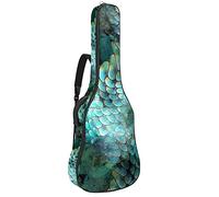 42 Inch Acoustic Guitar Bag with Shockproof Thick Padded Guitar Backpack Suit for Bass Folk Classical Guitar Mermaid Fish Scales