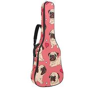 42 Inch Guitar Bag Guitar Case Backpack for Electric Guitar, Acoustic Bass Classical Guitar Ukulele Mandolin Pink Pug Puppy Dog Heart Love