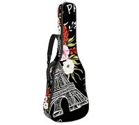 42 Inch Guitar Bag Guitar Case Backpack for Electric Guitar, Acoustic Bass Classical Guitar Ukulele Mandolin Paris Black Eiffel Tower