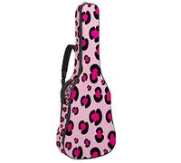 42 Inch Guitar Bag Waterproof Dual Adjustable Shoulder Strap Acoustic Guitar Case Gig Bag Padding Backpack with Pocket Girly Pink Rosy Leopard Print Pattern
