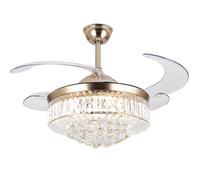 42 Inch Modern Ceiling Fan with Timer Memory Function, Glass Ceiling Fan with Light and Remote Control with Retractable Blade for Bedroom, 6 Speed, 3 Colors