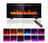 42 inch Ultra Thin Electric Fireplace, Freestanding, Recessed or Wall Mounted, 1500W Energy Efficient Heater with Realistic 3D Crystal Flame Effect, Remote Control & Touch Panel, UKCA/CE Certified