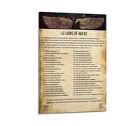 42 Laws Of Maat VintageCanvas Wall Art, Aesthetic Poster Print for Bedroom & Home Decor, Modern Painting12x18inch(30x45cm)