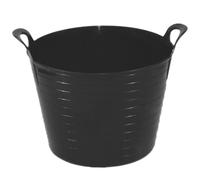 42 Litre Heavy Duty Large Flexi Tub Garden Home Flexible Colour Plastic Storage Container Bucket Flex Tub (BLACK 42L TUB)