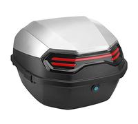 42 Litre Universal Motorcycle Rear Top Box Scooter Tail Trunk Luggage Storage Case with Soft Backrest,Hard Case with Mounting Hardware,39x39x29cm/15 * 15 * 11inch (Color : Silver)