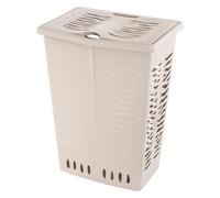 42 Litre Zebra Print Laundry Hamper with Lid - Lightweight Ventilated Plastic Laundry Basket for Bedroom, Bathroom & Utility Room - Modern Clothes Storage Bin (Beige)