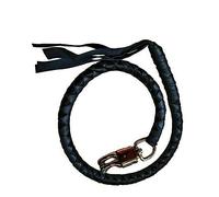42" Long 1/2” Diameter All Black Naked Soft Genuine Leather Motorcycle Get Back Whip