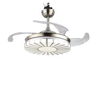42" Modern Ceiling Fan with LED Light and Remote Control - Retractable Blade Chandelier Fan for Living Room Dining Room Bedroom(White)
