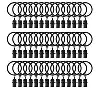 42 Pack Curtain Rings with Clips 1.26" Interior Diameter,Metal Drapery Ring with Clips Compatible with up to 1 inch Drapery Rod,Strong Vintage Decorative Rustproof Drapery Ring with Hooks(Black)